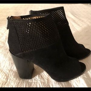 Report black suede platform booties